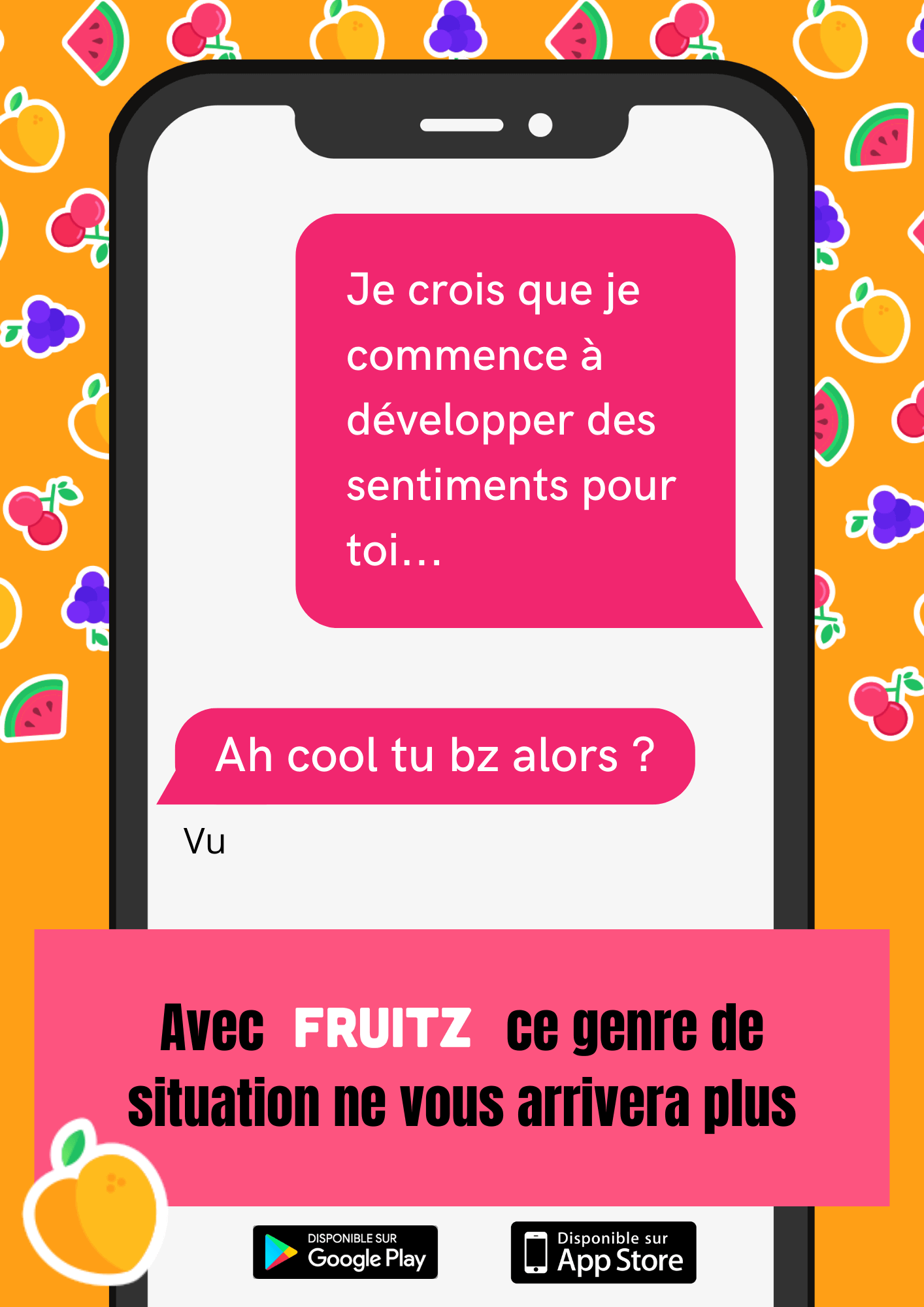 Affiche publicitaire pour l'application Fruitz